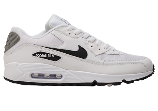 Кроссовки Nike Air Max 90 белые с черным логотипом