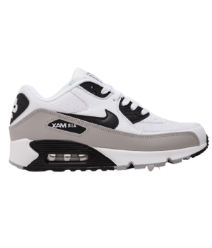 Кроссовки Nike Air Max 90 белые с черным и серой полосой