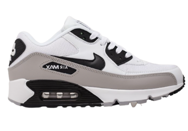 Кроссовки Nike Air Max 90 белые с черным и серой полосой