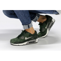 Кроссовки Nike Air Max 90 Leather замшевые зеленые